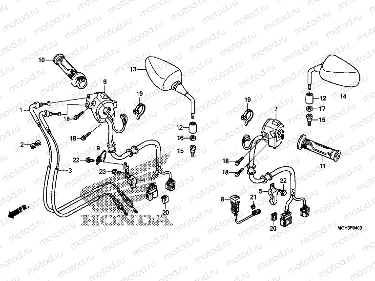 F-4 SWITCH / CABLE / MIRROR (VFR1200X)