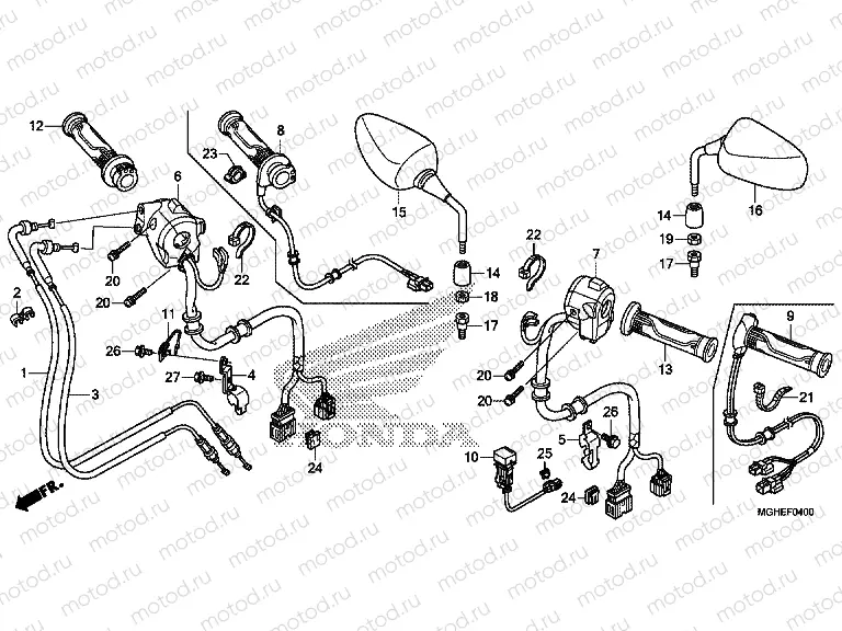 F-4 SWITCH / CABLE / MIRROR (VFR1200X / XA / XL)