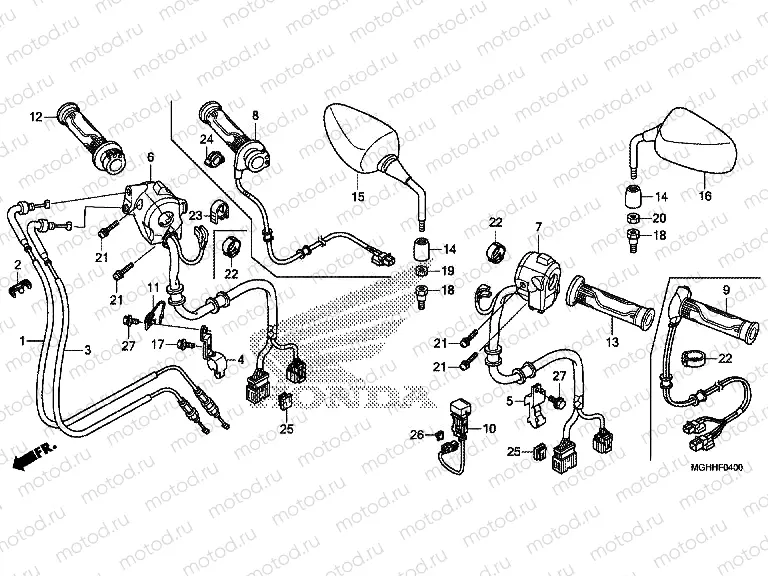 F-4 SWITCH / CABLE / MIRROR (VFR1200X / XA / XL)