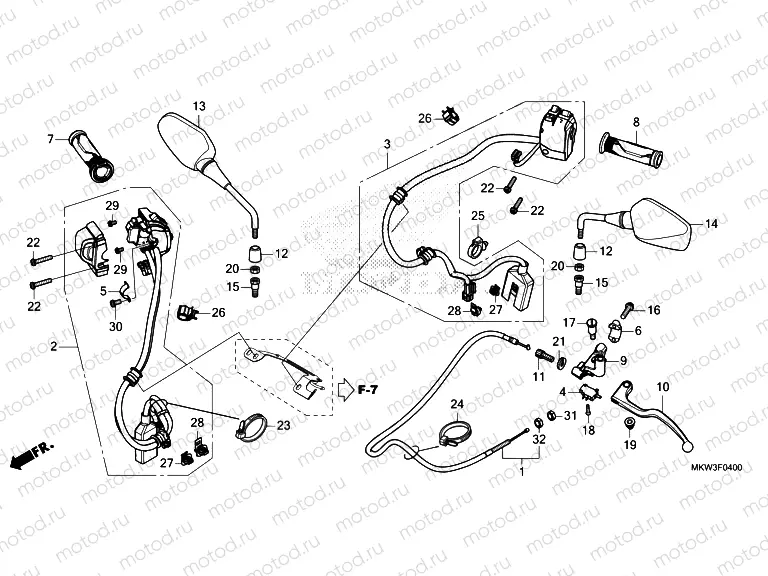F-4 SWITCH/CABLE/GRIP/MIRROR