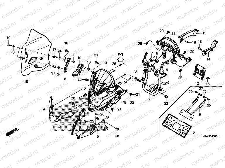 F-43 UPPER COVER/WINDSCREEN