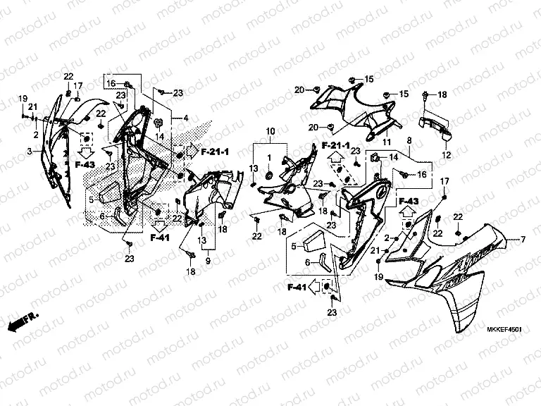 F-45-1 MIDDLE COWL (CRF1000A2/AL2/D2/DL2)