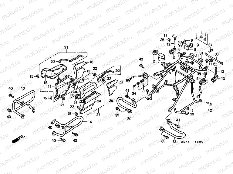 F-48 MOTOR PROTECTION PLATE / SADDLE BAG HOLDER