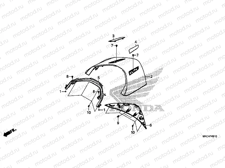 F-49-10 REAR CENTER TOP COVER