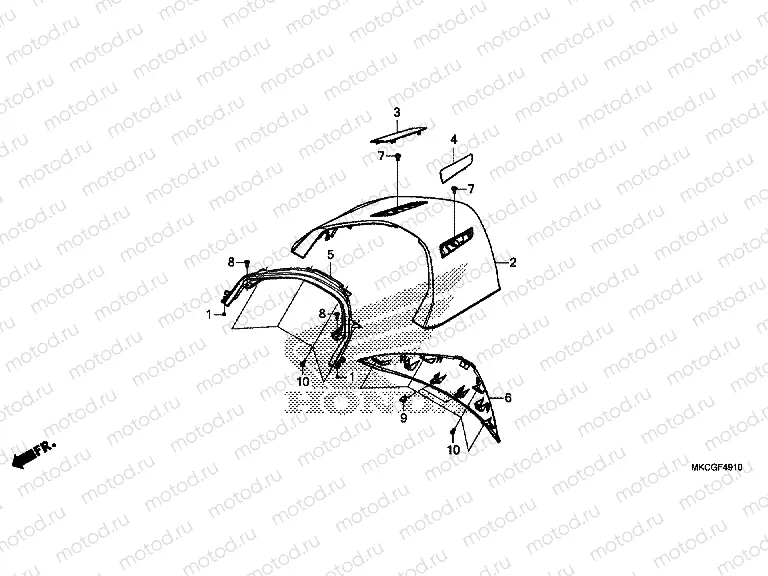 F-49-10 REAR CENTER TOP COVER