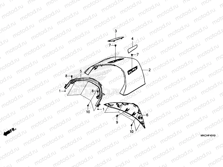 F-49-10 REAR CENTER TOP COVER