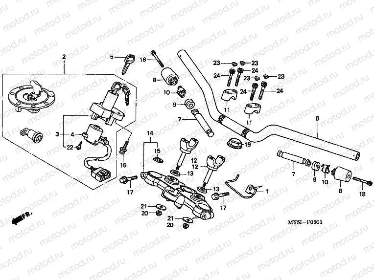 F-5-1 TIE ROD TUBE / UPPER BRIDGE (CB500S)