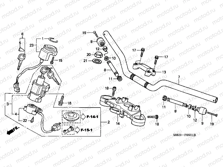 F-5-1 TIE ROD TUBE / UPPER BRIDGE (CB600F3 / 4/5/6)