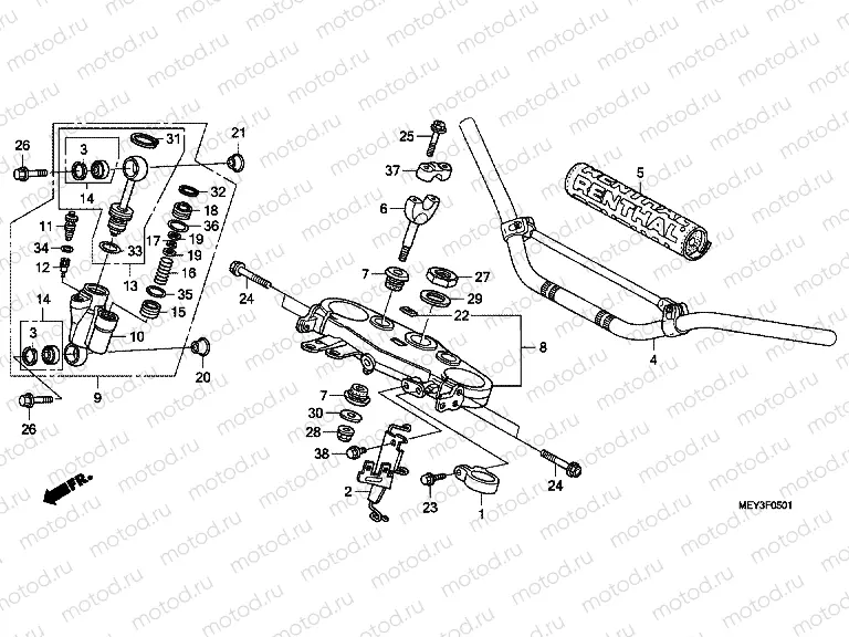 F-5-1 TIE ROD TUBE / UPPER BRIDGE (CRF450X8,9, B, C, D)