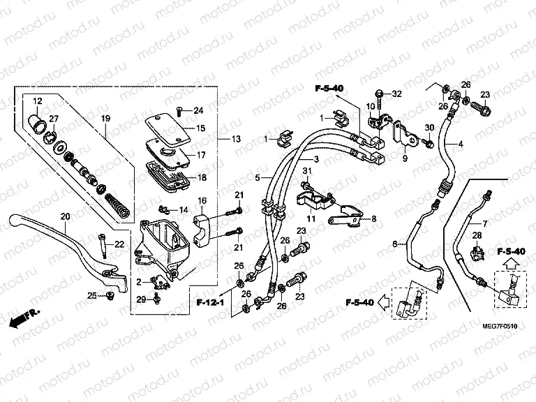 F-5-10 FRONT BRAKE MASTER CYLINDER (VT750C2S / CS)