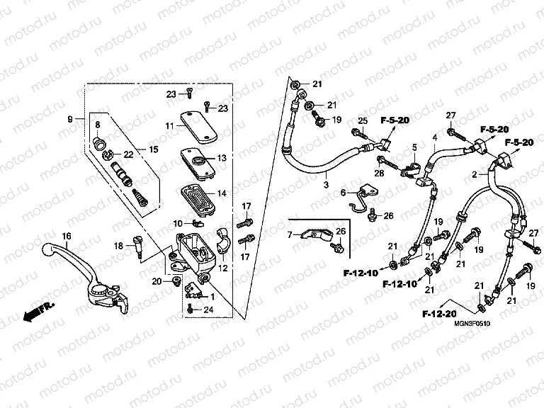 F-5-10 FRONT BRAKE MASTERCYLINDER (CBF600SA / NA)