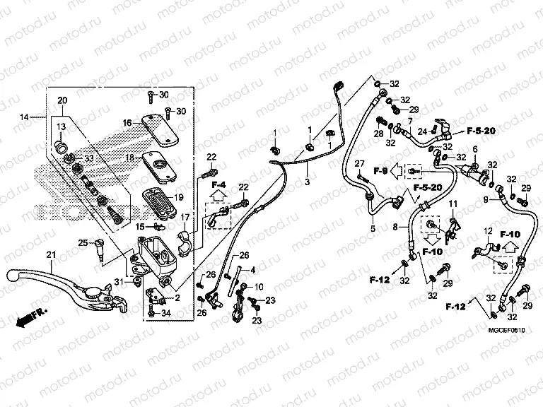 F-5-10 FRONT MASTER CYLINDER (CB1100A / SA / SAD)