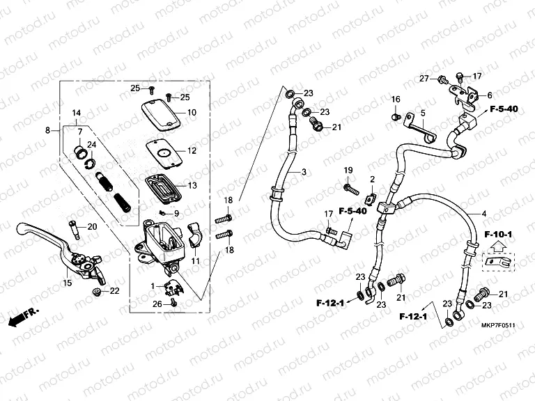 F-5-11 FRONT BRAKE MASTER CYLINDER  CB400XAN,CB500XAN