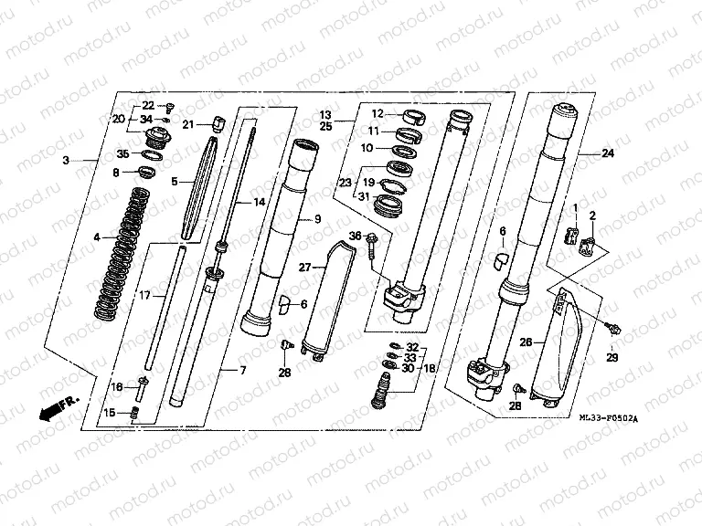 F-5-2 FRONT FORK (CR500RN / RP / RR)