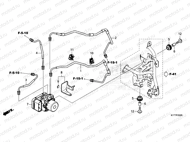 F-5-20 ABS MODULATOR/BRAKE PIPE