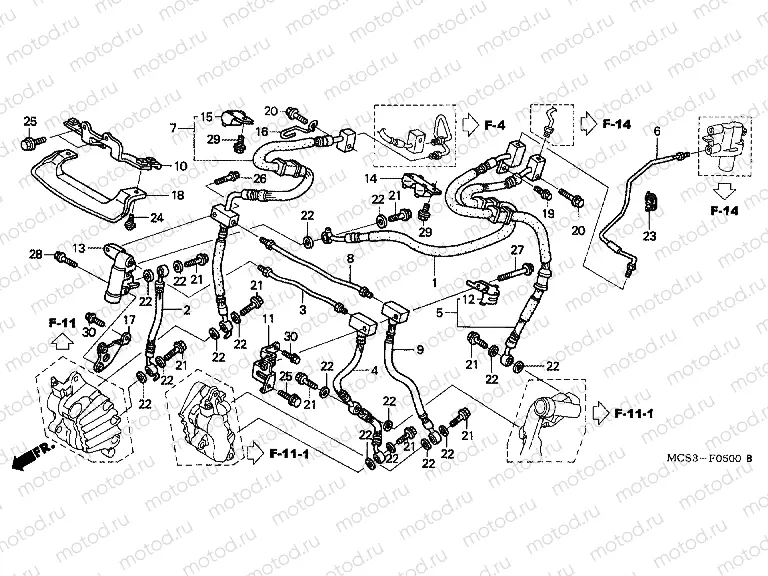 F-5 FRONT BRAKE HOSE (ST1300)