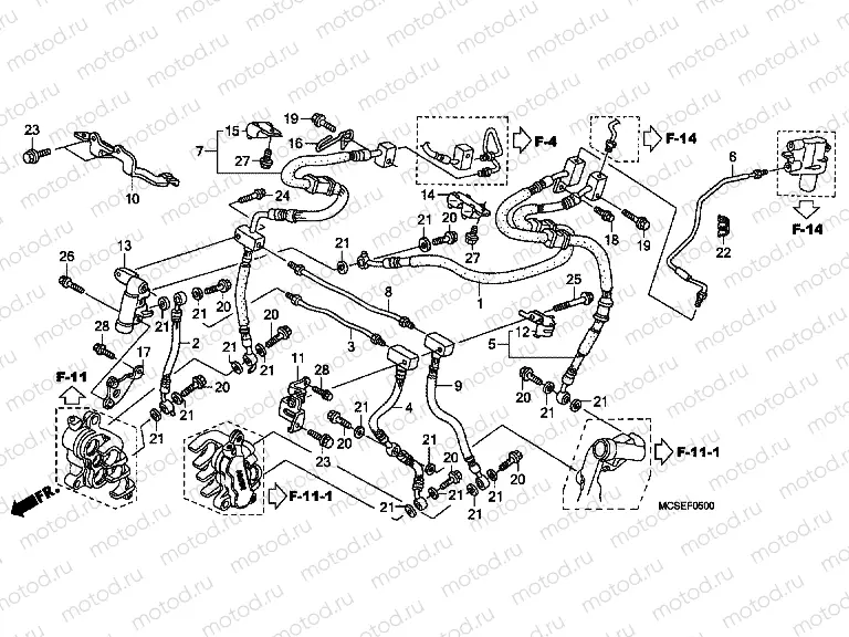 F-5 FRONT BRAKE HOSE (ST1300)