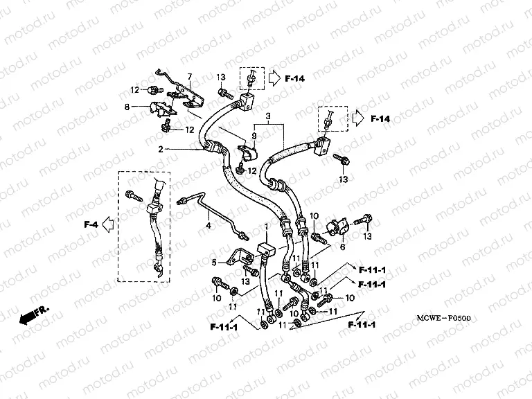 F-5 FRONT BRAKE HOSE (VFR800)