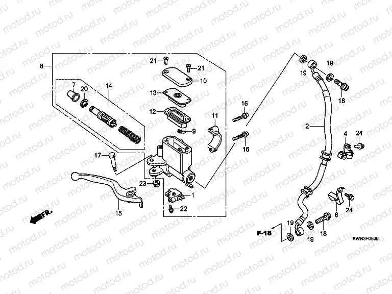 F-5 FRONT MASTER CYLINDER (WW125EX2A / EX2B)