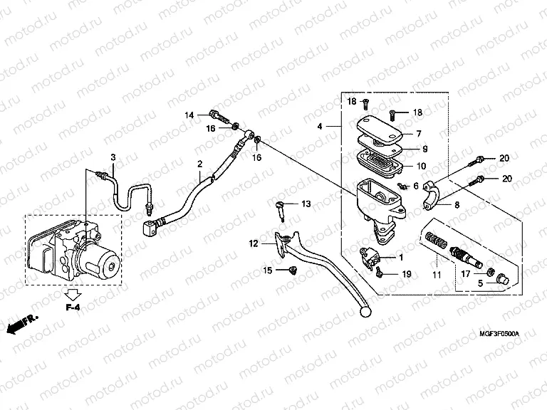 F-5 REAR BRAKE MASTER CYLINDER (FJS600A9-KO)