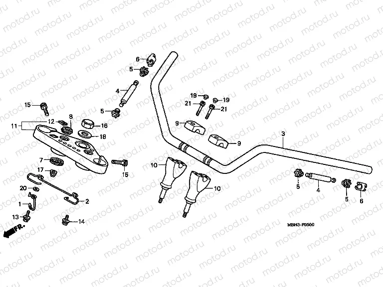 F-5 STEERING BAR TUBE / UPPER BRIDGE