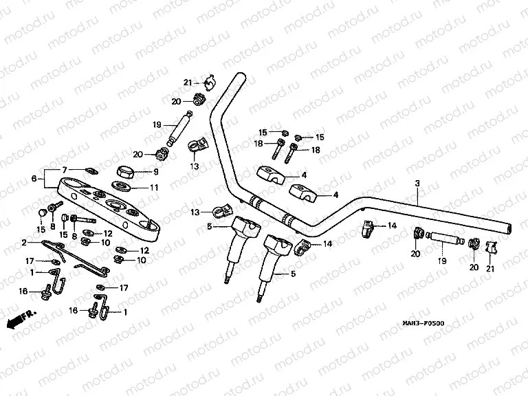 F-5 STEERING BAR TUBE / UPPER BRIDGE