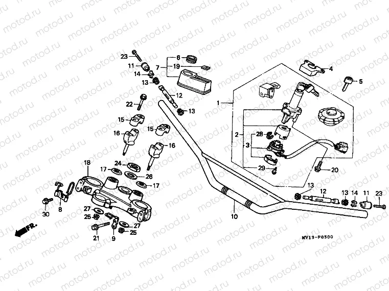 F-5 STEERING BAR TUBE / UPPER BRIDGE