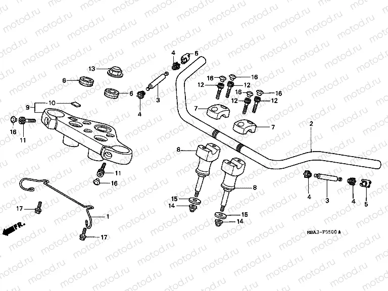F-5 STEERING BAR TUBE / UPPER BRIDGE