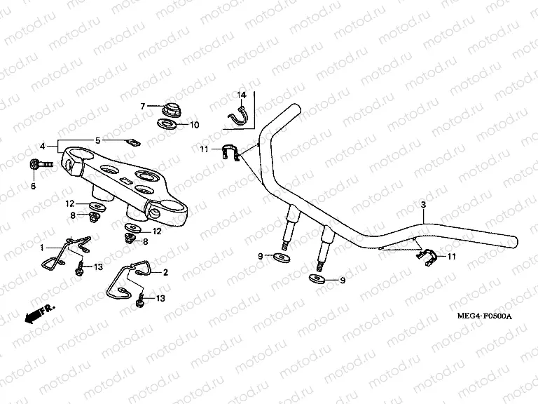 F-5 STEERING BAR TUBE / UPPER BRIDGE