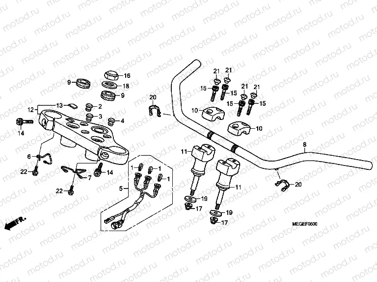 F-5 STEERING BAR TUBE / UPPER BRIDGE