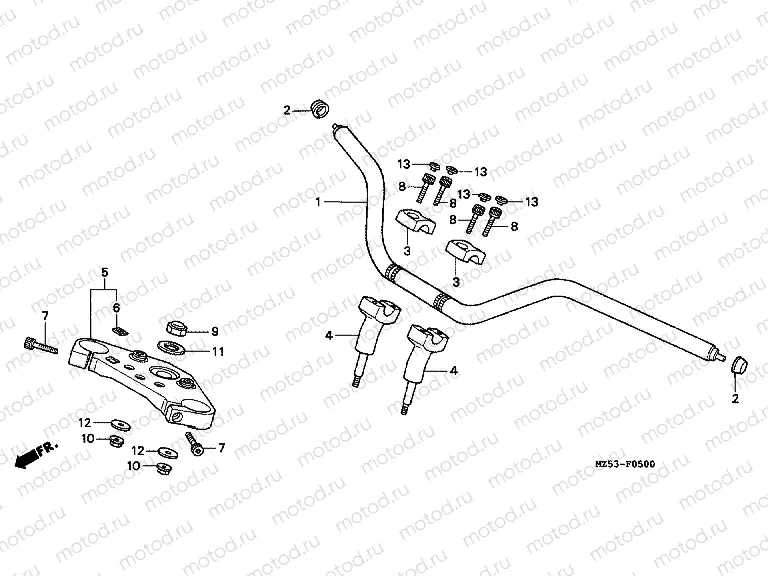 F-5 STEERING BAR TUBE / UPPER BRIDGE