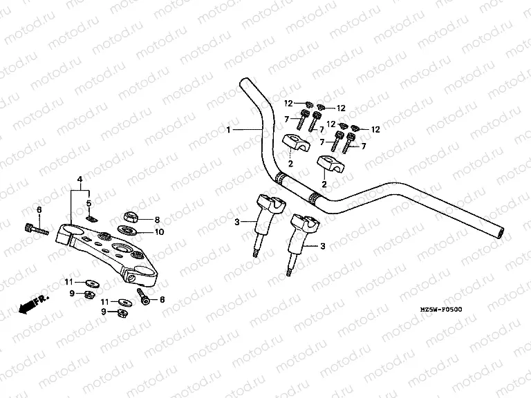 F-5 STEERING BAR TUBE / UPPER BRIDGE