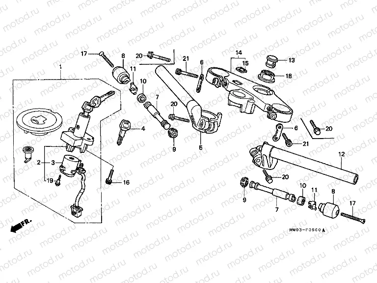 F-5 STEERING BAR TUBE / UPPER BRIDGE