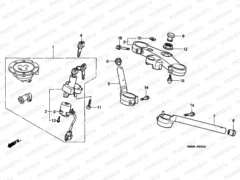 F-5 STEERING BAR TUBE / UPPER BRIDGE