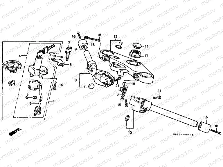 F-5 STEERING BAR TUBE / UPPER BRIDGE