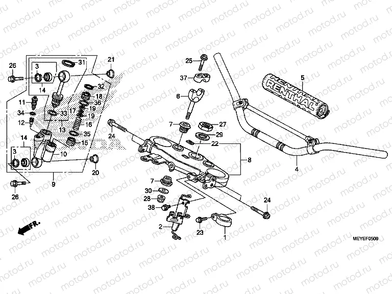 F-5 STEERING BAR TUBE / UPPER BRIDGE