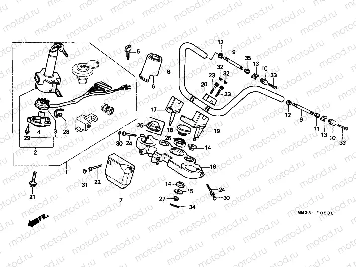 F-5 STEERING BAR TUBE / UPPER BRIDGE