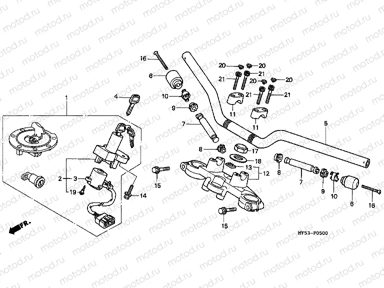 F-5 STEERING BAR TUBE / UPPER BRIDGE