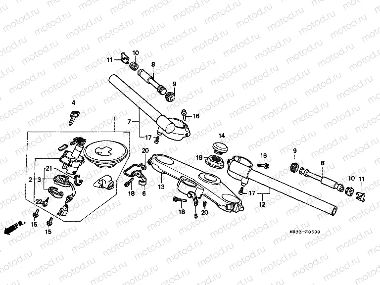 F-5 STEERING BAR TUBE / UPPER BRIDGE