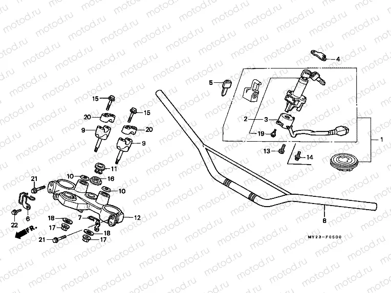F-5 STEERING BAR TUBE / UPPER BRIDGE
