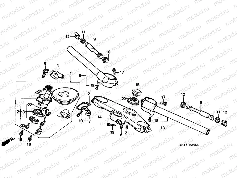F-5 STEERING BAR TUBE / UPPER BRIDGE