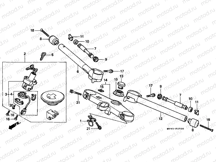 F-5 STEERING BAR TUBE / UPPER BRIDGE