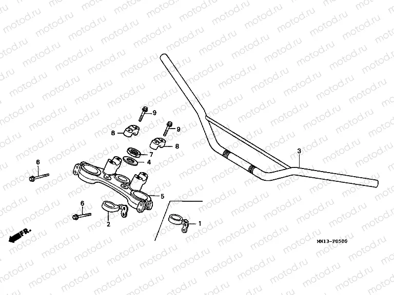 F-5 STEERING BAR TUBE / UPPER BRIDGE