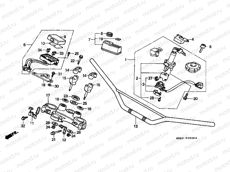 F-5 STEERING BAR TUBE / UPPER BRIDGE