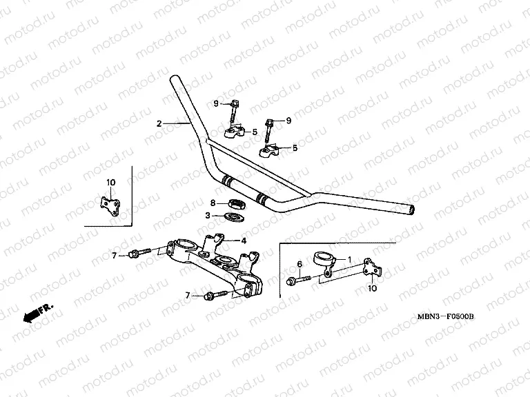 F-5 STEERING BAR TUBE / UPPER BRIDGE