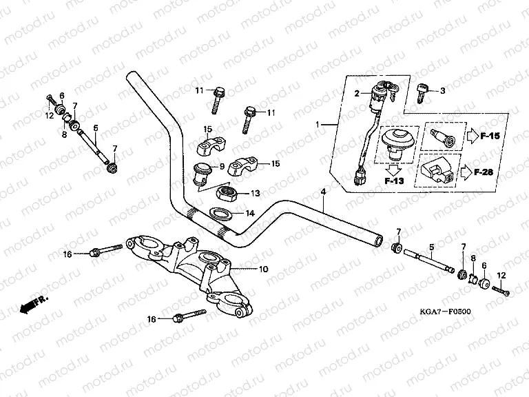 F-5 STEERING BAR TUBE / UPPER BRIDGE