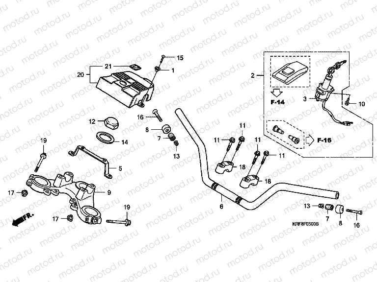 F-5 STEERING BAR TUBE / UPPER BRIDGE