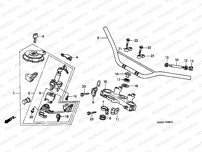F-5 STEERING BAR TUBE / UPPER BRIDGE