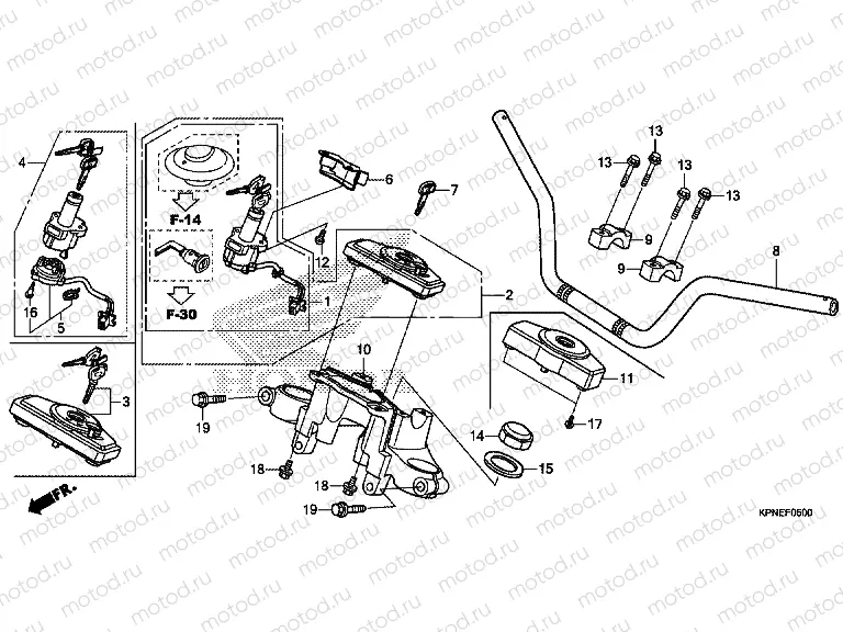 F-5 STEERING BAR TUBE / UPPER BRIDGE