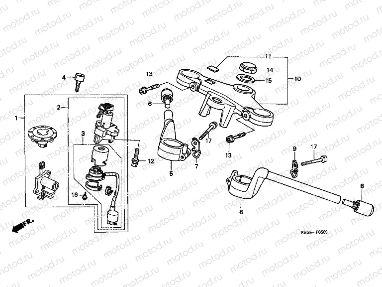 F-5 STEERING BAR TUBE / UPPER BRIDGE